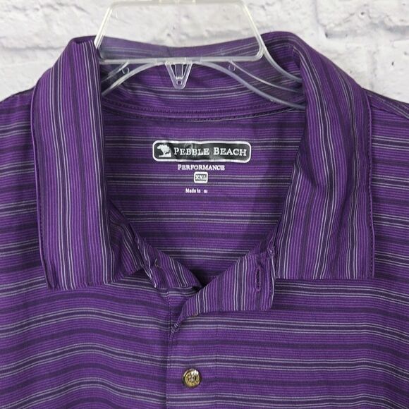 Pebble Beach Men's XXL Performance Golf Polo Shirt Active Wicking Purple/Black - Picture 2 of 7
